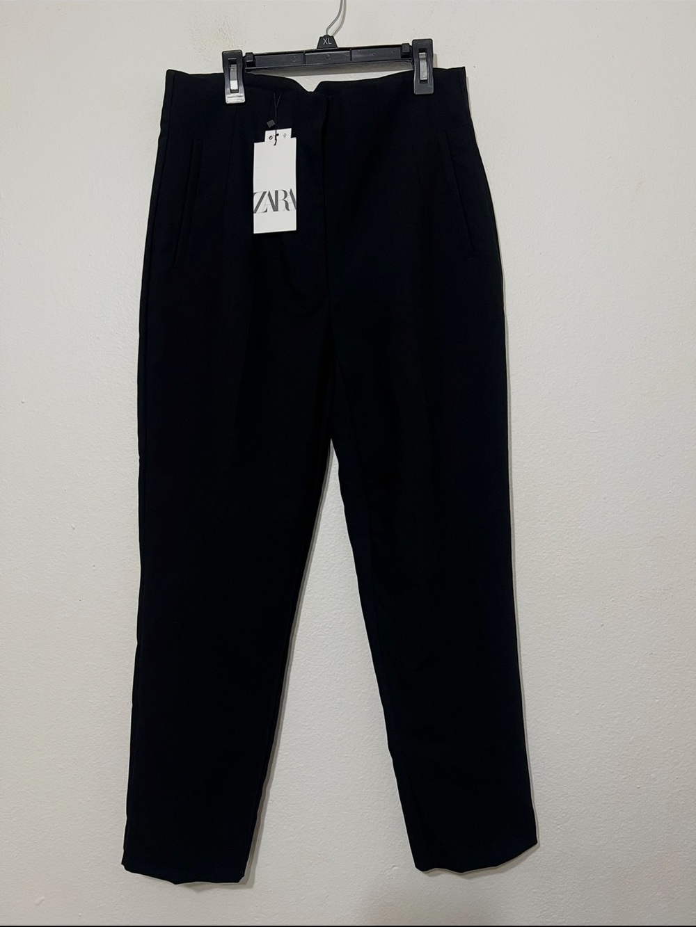 ZARA Black Tailored High-Waist Trousers Size Large NWT
